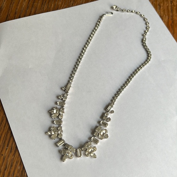 Sherman Vintage Rhinestone Crystal Silver Choker Statement Necklace - Picture 2 of 16